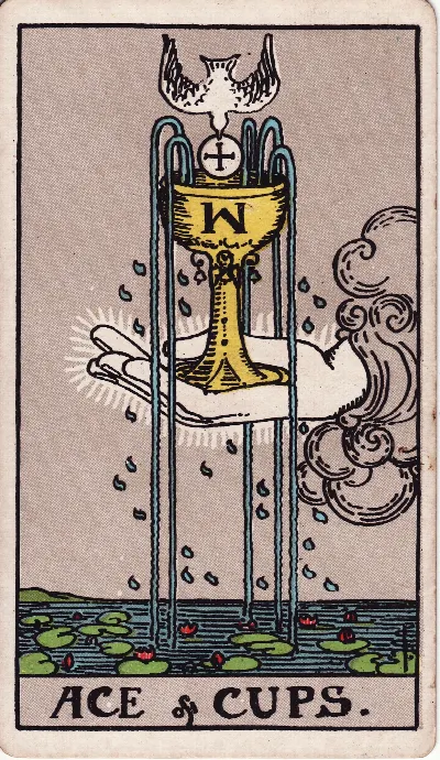 Ace of Cups tarot card, Rider-Waite-Smith deck