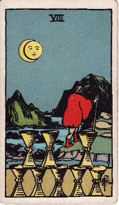 Eight of Cups tarot card, Rider-Waite-Smith deck