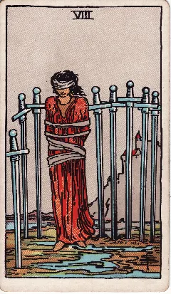 Eight of Swords tarot card, Rider-Waite-Smith deck
