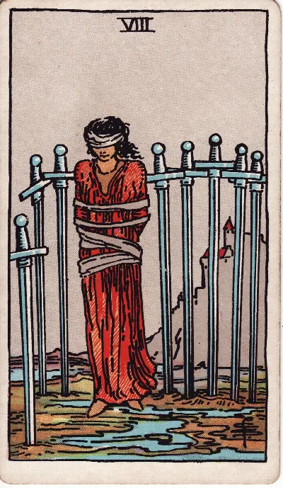 Eight of Swords tarot card, Rider-Waite-Smith deck