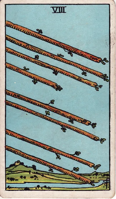 Eight of Wands tarot card, Rider-Waite-Smith deck