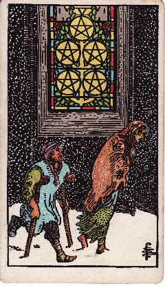 Five of Pentacles tarot card, Rider-Waite-Smith deck