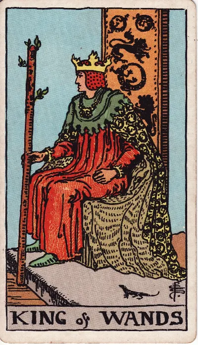 King of Wands tarot card, Rider-Waite-Smith deck