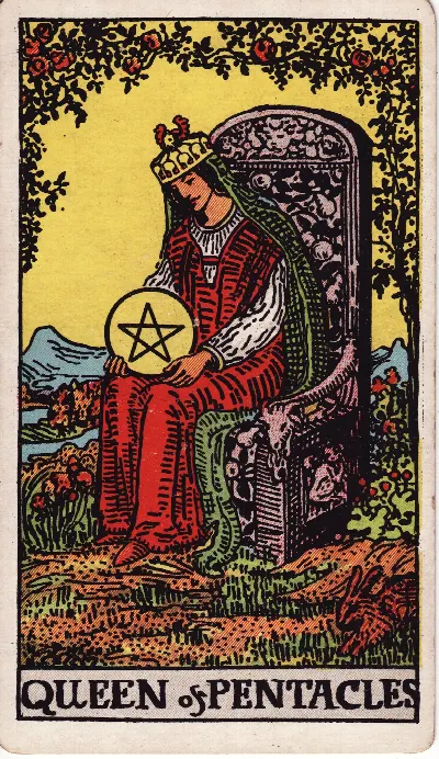 Queen of Pentacles tarot card, Rider-Waite-Smith deck
