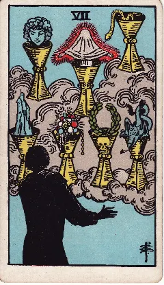 Seven of Cups tarot card, Rider-Waite-Smith deck