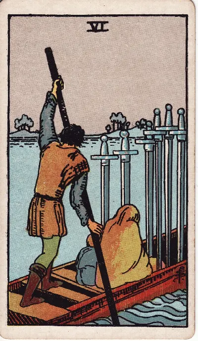 Six of Swords tarot card, Rider-Waite-Smith deck