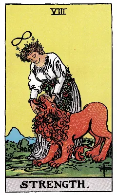 Strength tarot card, Rider-Waite-Smith deck