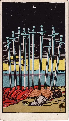 Ten of Swords tarot card, Rider-Waite-Smith deck