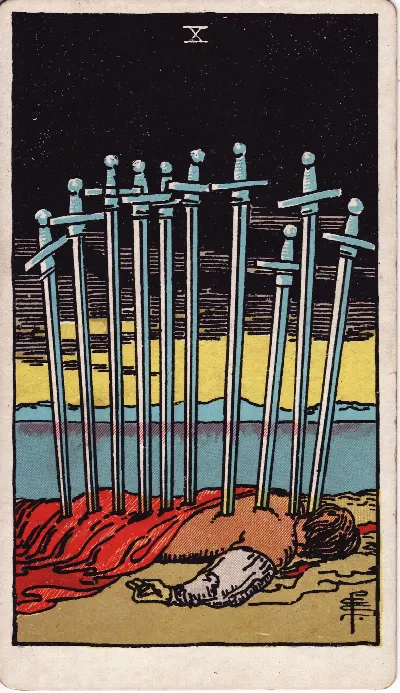 Ten of Swords tarot card, Rider-Waite-Smith deck