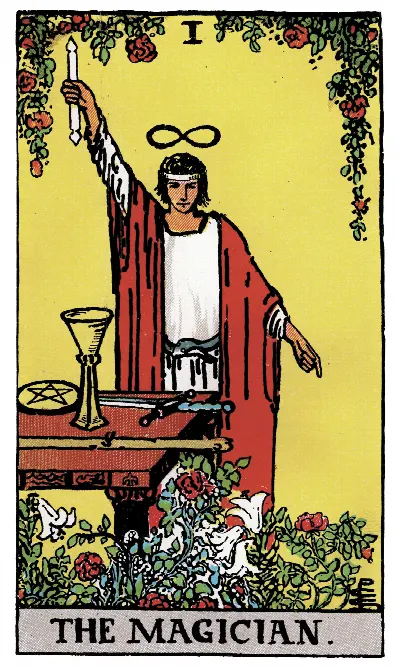The Magician tarot card, Rider-Waite-Smith deck