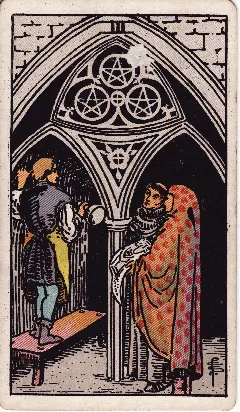 Three of Pentacles tarot card, Rider-Waite-Smith deck