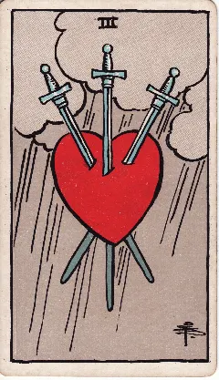Three of Swords tarot card, Rider-Waite-Smith deck