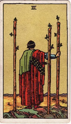 Three of Wands tarot card, Rider-Waite-Smith deck