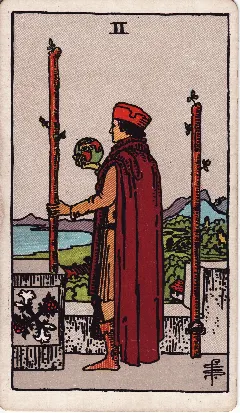 Two of Wands tarot card, Rider-Waite-Smith deck